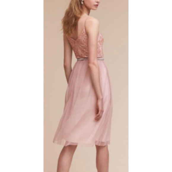Adrianna Papell x BHLDN Bellina Pink Embellished Bodice Tulle Skirt Formal - Picture 4 of 5